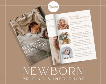 Boho Newborn Photography Welcome Guide: Canva Template (Digital PDF)