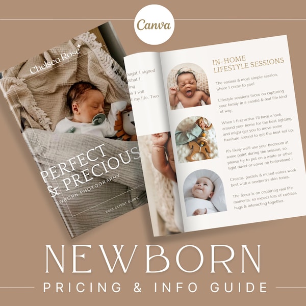 BOHO Canva Price Template For Newborn & Maternity Photographers: Editable Client Guide, Photography Welcome Magazine, Digital PDF Brochure