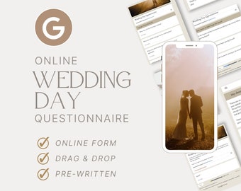 Wedding Day Timeline Questionnaire - Online Form Questionnaire, Drag & Drop Editing, Photography Google Form, Photographer Client Questions