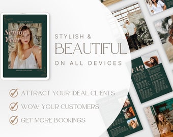 Seniors Photography Welcome Guide: Teal Canva Template (Digital Download)
