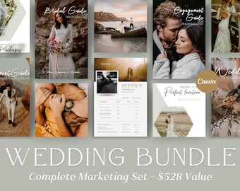 Pakiet brandingowy fotografii ślubnej: szablony marketingowe Canva
