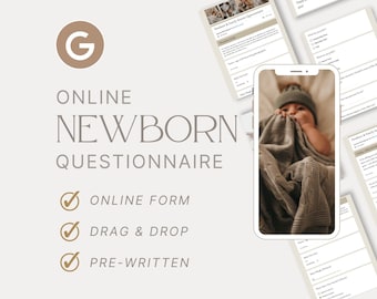 Newborn Photoshoot Questionnaire - Online Form Questionnaire, Drag & Drop Editing, Photography Google Form, Photographer Client Questions