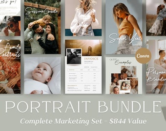Portrait Photography Branding Bundle: Canva Templates, Client Guides