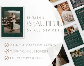 Teal Elopement Photography Guide: Editable Canva Template (Digital Magazine)
