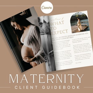 Boho Maternity Photography Client Guide: Canva Template (Digital Magazine)