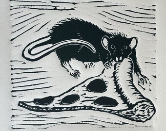 Pizza Rat blockprint