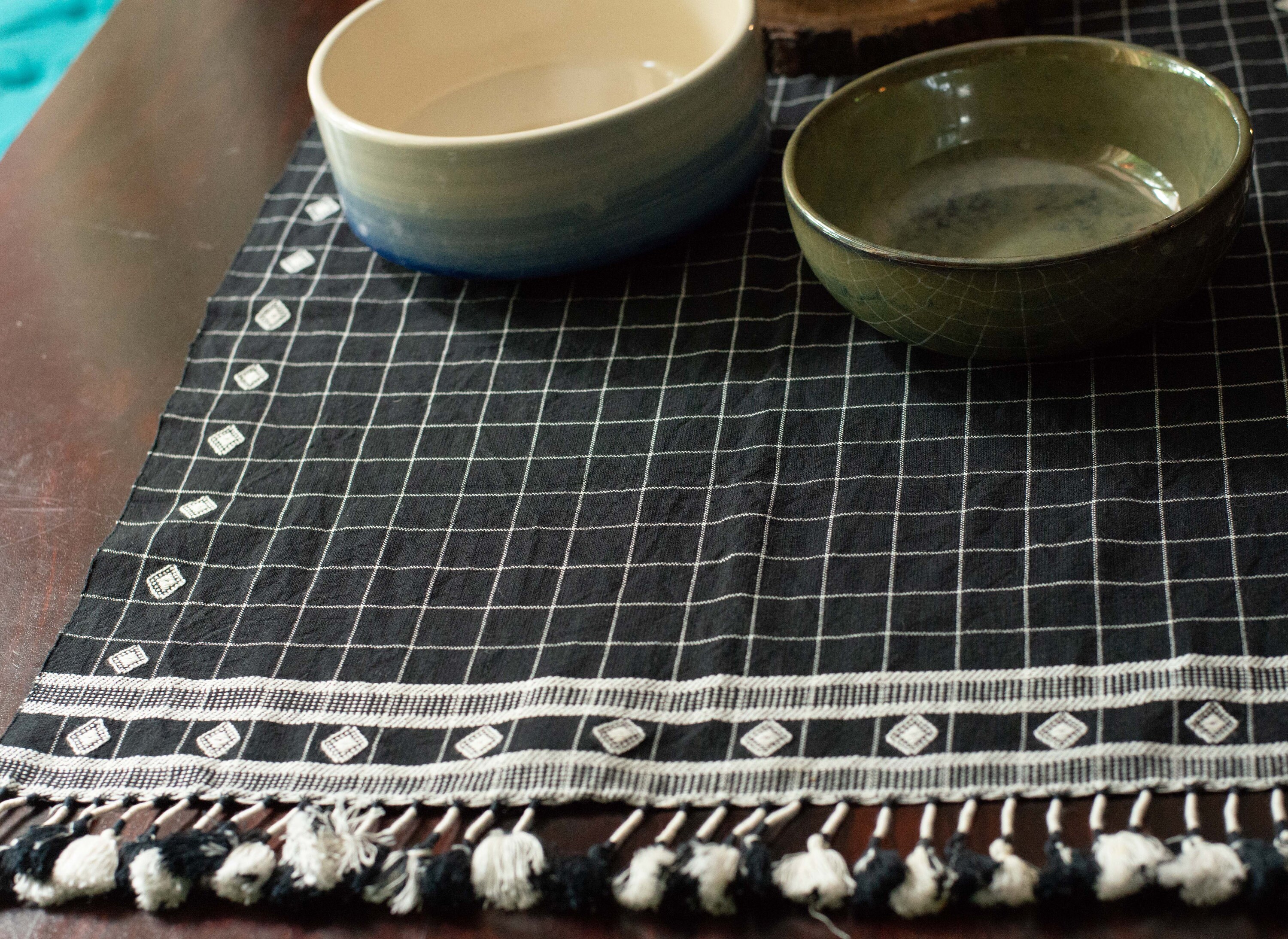 Black Table Runner Rustic Table Runner Hand Woven Table Etsy