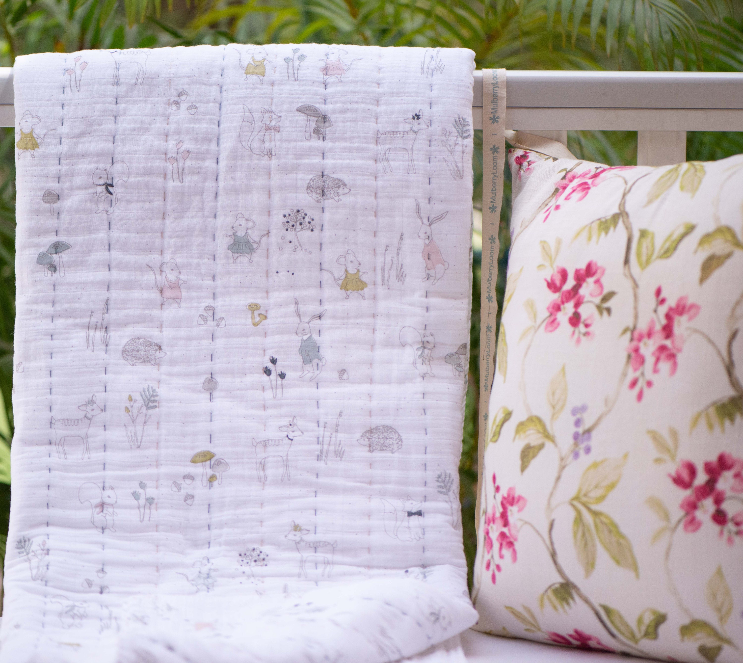 Muslin Baby Blanket Woodland Baby Quilt Farm Animal Blanket Etsy