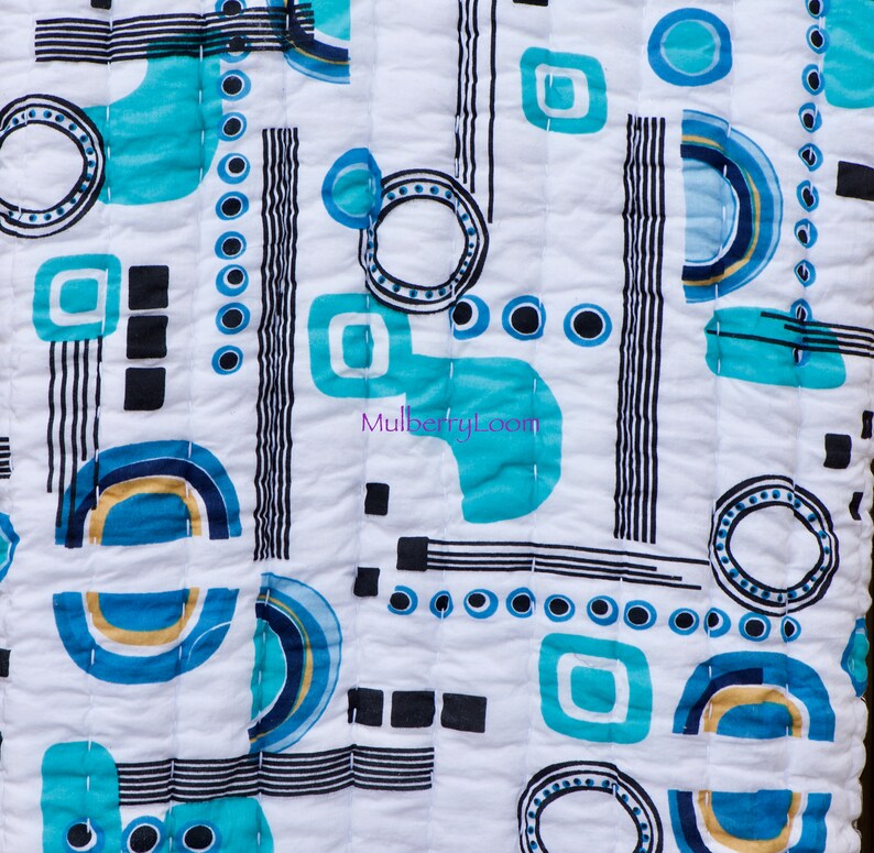 Modern Baby Blanket Baby Boy Quilt Geometric Blanket Crib Blanket Turquoise