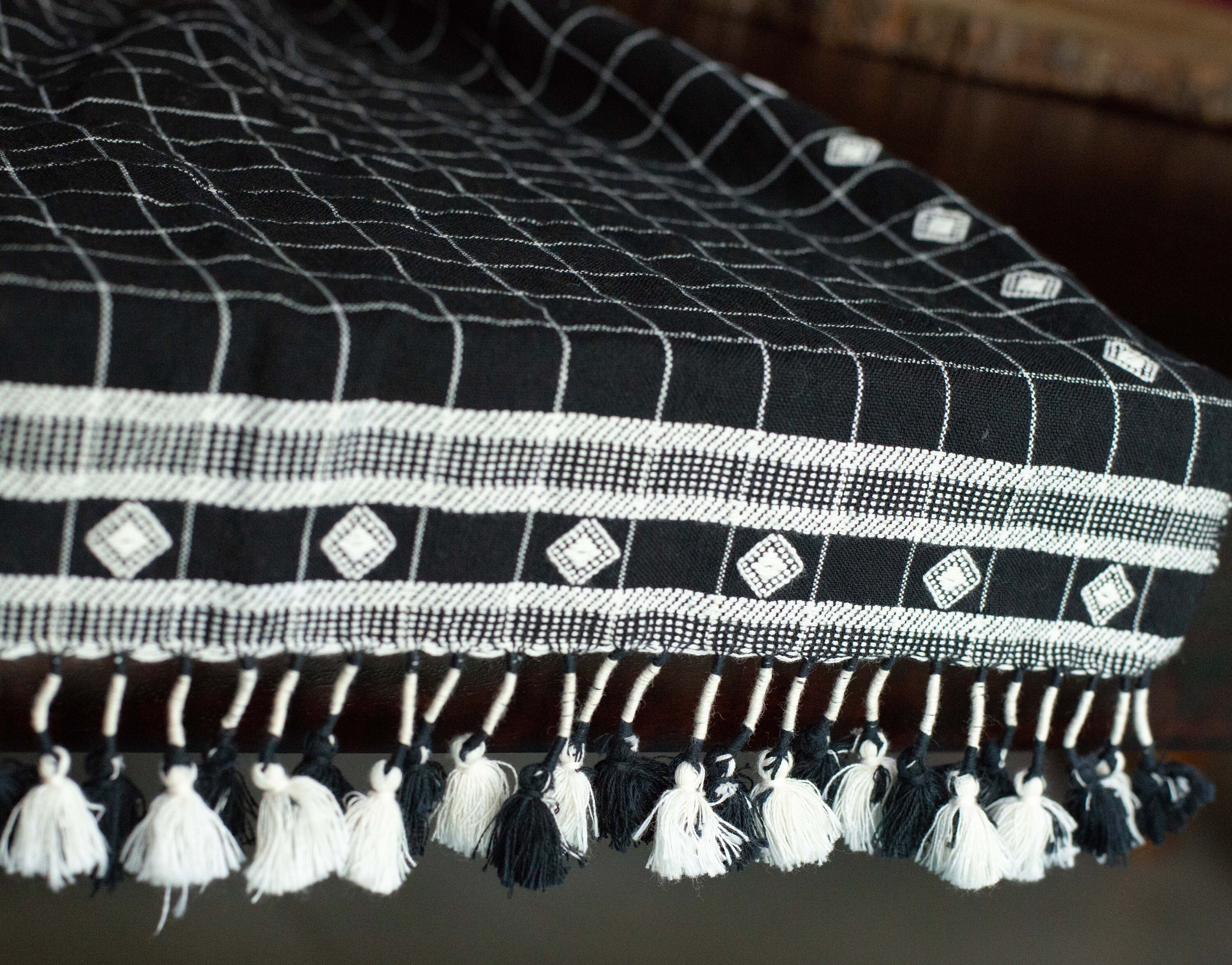 Black Table Runner Rustic Table Runner Hand Woven Table Etsy