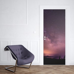 Night Sky Door Covering - Removable Peel and Stick Decals for Home and Office