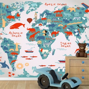 Entdecker Weltkarte - Kinder wandbild Peel & Stick fürs Kinderzimmer