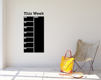 Weekly Planner Chalkboard Vinyl Decal - 31" high x 22" wide