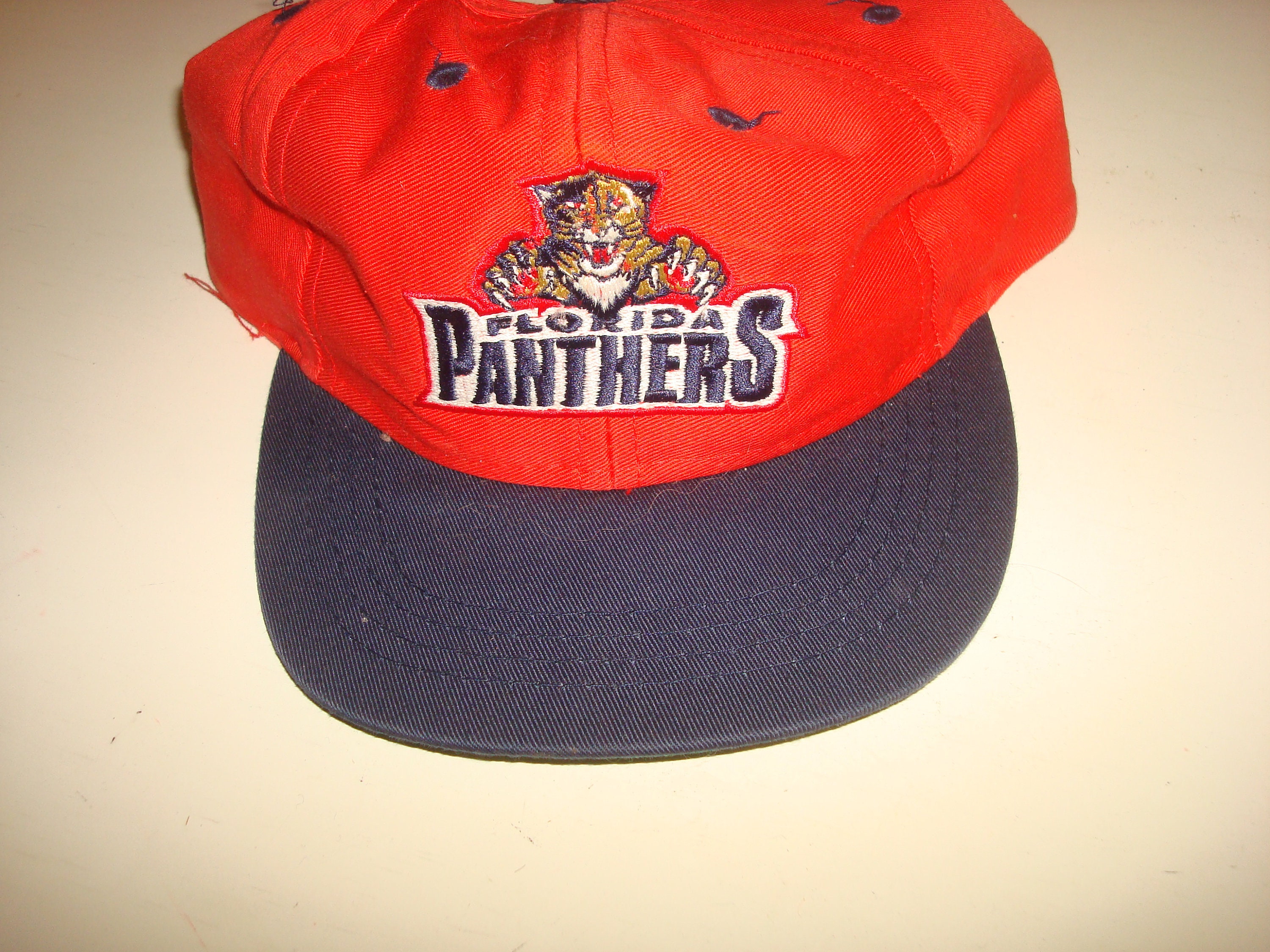 FLORIDA PANTHERS Tan Khaki Rope Trucker Snapback Script Hat 