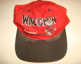 wisconsin badgers     Vintage Snapback  hat cap vintage 90s