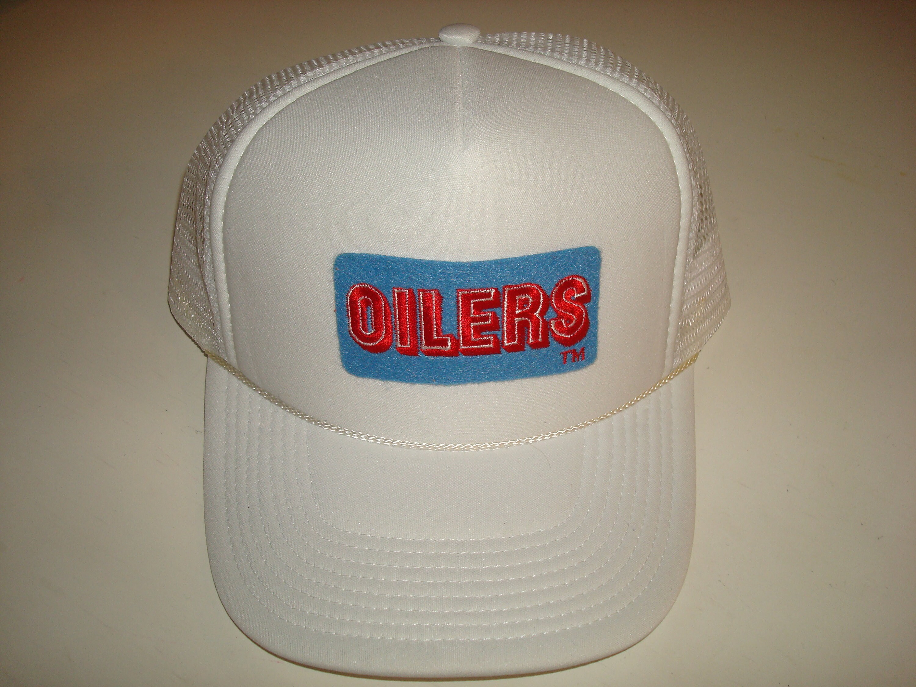 HOUSTON OILERS trucker snapback script hat cap vintage 90s