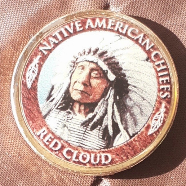 Chief Red Cloud Lakota Oglala Sioux Colorized Sacagewea Dollar Coin Native American