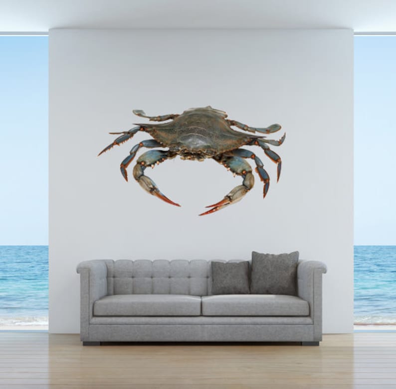 5.75 tall x 9.75 wide Wall Decal Blue Crab 2