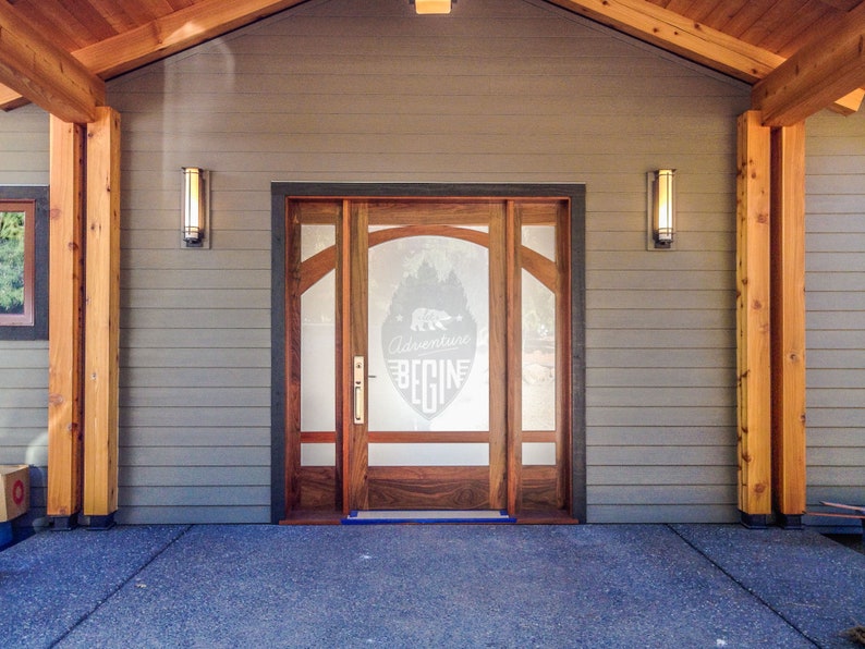 For Shower Doors Etched Decal Let Adventure Begin Glass Doors and Windows 45.5 tall x 26.5 wide Into the Woods Series