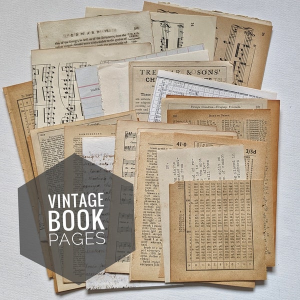 Vintage Book Pages. Vintage Ephemera Pack. Craft Supplies. Decoupage Papers. Junk journal pack. Mixed media supplies