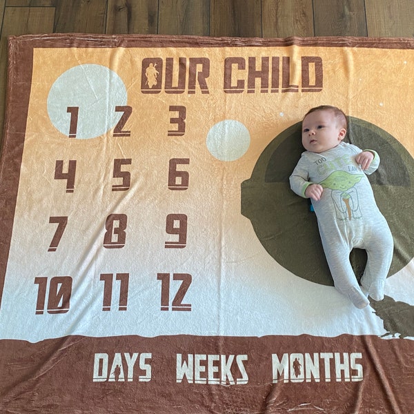 Milestone Blanket- Star Wars Mandalorian Homage "The Child" Carrier