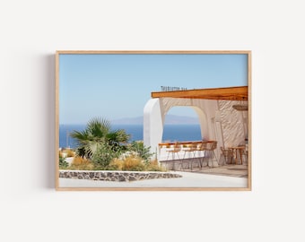 Santorini Greece Digital Photography Print | Mediterranean Coastal Wall Art | Greek Island Travel Poster