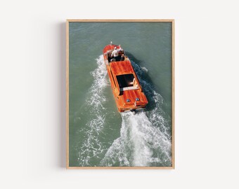 Venice Boat Digital Wall Art | Italy Printable Travel Poster | Venetian Canal Photo Print