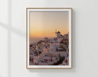 Santorini Sunset Digital Photography Print | Mediterranean Wall Art | Greece Travel Poster