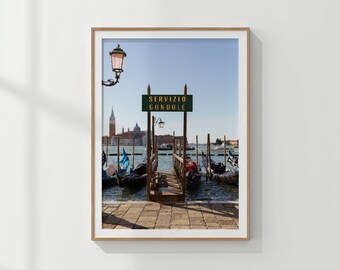 Venice Digital Wall Art | Italy Printable Travel Poster | Gondolas Photo Print