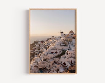 Santorini Sunset Digital Photography Print | Mediterranean Wall Art | Greece Travel Poster