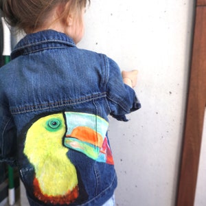 Hand Painted Kid&#39;s Denim Jacket - Toucan