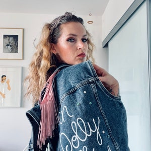 One of a Kind Hand Painted Guess Denim Vest - Dolly