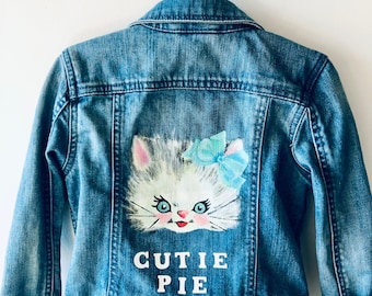 Hand Painted Kid’s Denim Jacket - Cutie Pie
