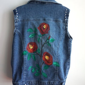 Hand Painted Kid's Denim Vest Flowers image 1