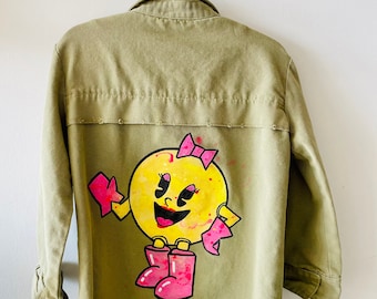 One of  Kind Hand Painted Kids Army Style Spring Jacket