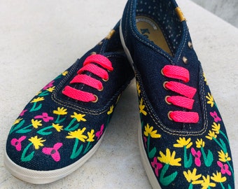 One Of A Kind Hand Painted Women’s KEDS Shoes - Floral