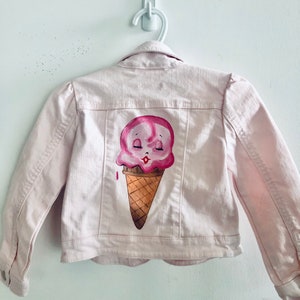 One of a Kind Hand Painted Kids Denim Jacket - Ice Cream