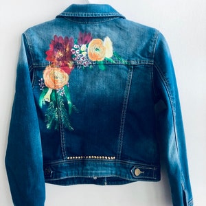 Customizable Hand Painted Kid's Denim Jacket Flower | Etsy