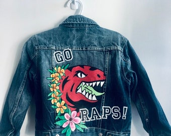 Hand Painted Kid's Denim Jacket - Raptors