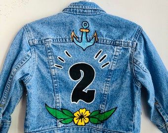 Hand Painted Vintage Kids Denim Jacket - 2