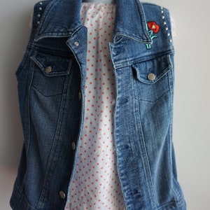 Hand Painted Kid's Denim Vest Flowers image 3