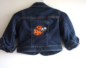 Hand Painted Kid's Denim Jacket - Ladybug