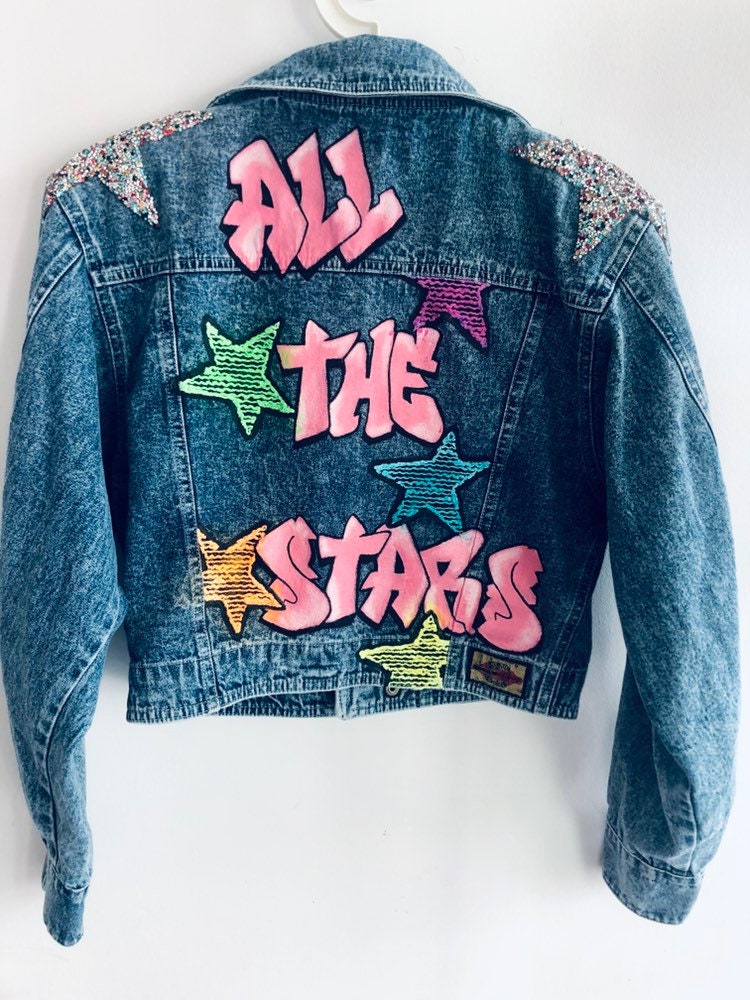 Graffiti jean jacket Etsy France