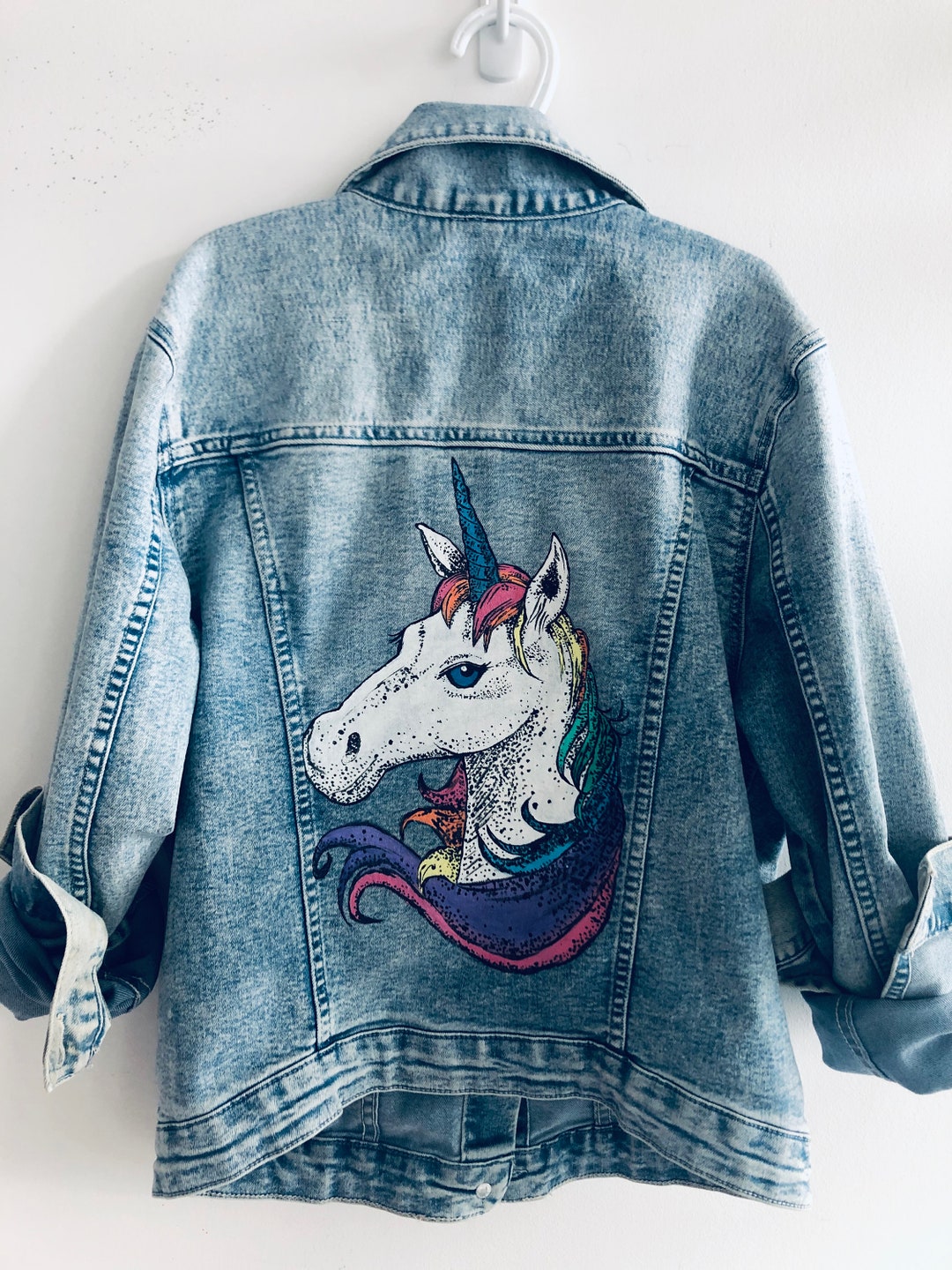 Customizable Hand Painted Kids Denim Jacket Unicorn - Etsy