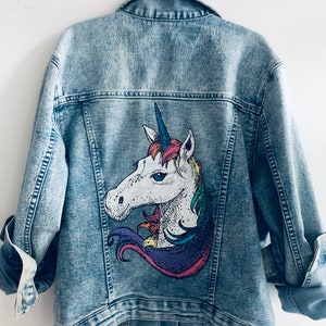 Hand Painted Kids Denim Jacket - Unicorn