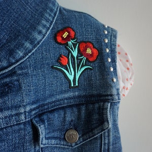 Hand Painted Kid's Denim Vest Flowers image 2