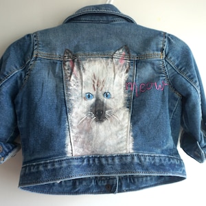 Hand Painted Kid&#39;s Denim Jacket - Cat