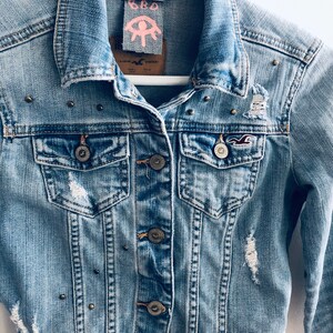 Hand Painted Womens Denim Jacket Peace image 5