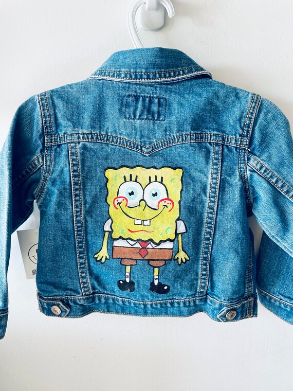 Giacca in denim per bambini dipinta a mano Spugna Italia