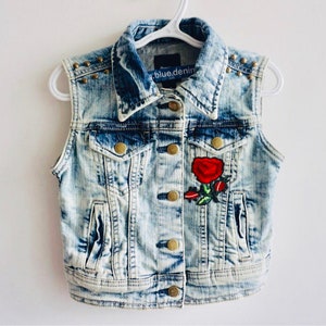 Hand Painted Kids Denim Vest Skull image 2